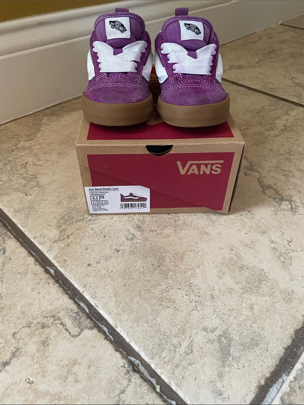 Vans Purple Suede Toddler Sneakers with White Accents